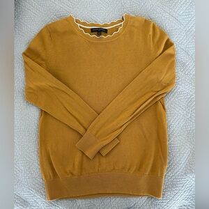 Banana Republic Scalloped Collar Mustard Sweater XS